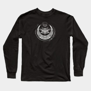 Deaths Head Moth Under Crescent Moon Long Sleeve T-Shirt